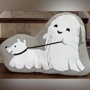 Halloween Ghost Walking Dog Shaped Pillow Trending White Gray by Isaac Mizrahi